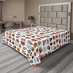Ambesonne School Flat Sheet, Books Illustration