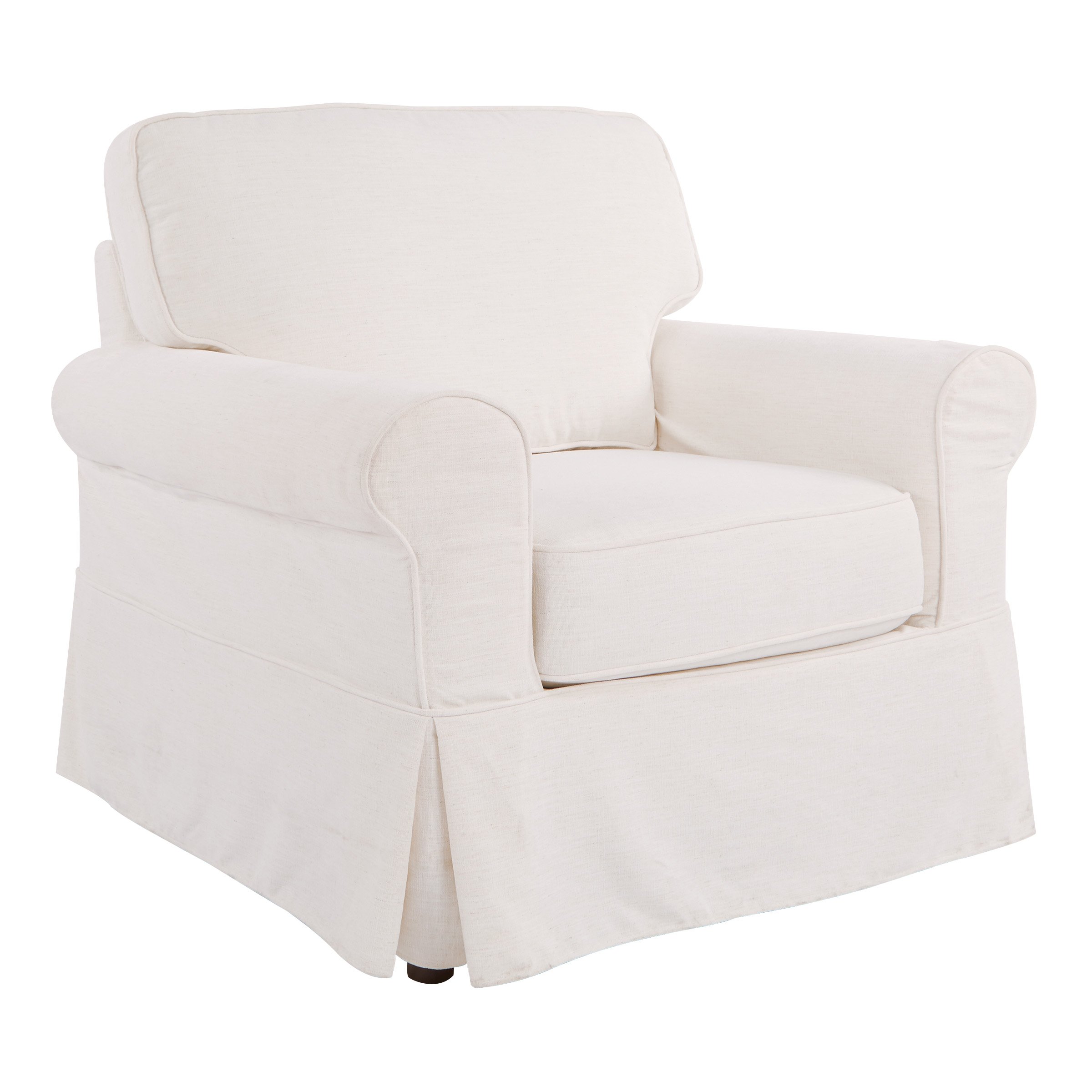 Photo 1 of OSP Home Furnishings Ashton Rolled Arm Chair with Slipcover, White