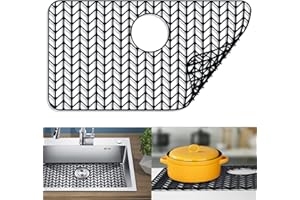 Silicone Sink Mat 26”x14”, JIUBAR sink protectors for kitchen sink,silicone sink mat,Sink Mat Grid for Bottom of Farmhouse Stainless Steel Porcelain Sink with Rear Drain.(Black)