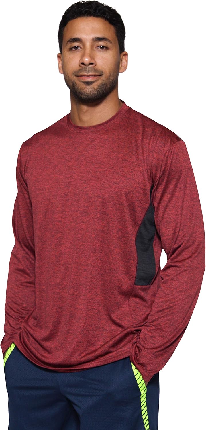 4 Pack: Men's Dry-Fit Moisture Wicking Performance Long Sleeve T-Shirt, UV Sun Protection Outdoor Active Athletic Crew Top at  Men’s Clothing store