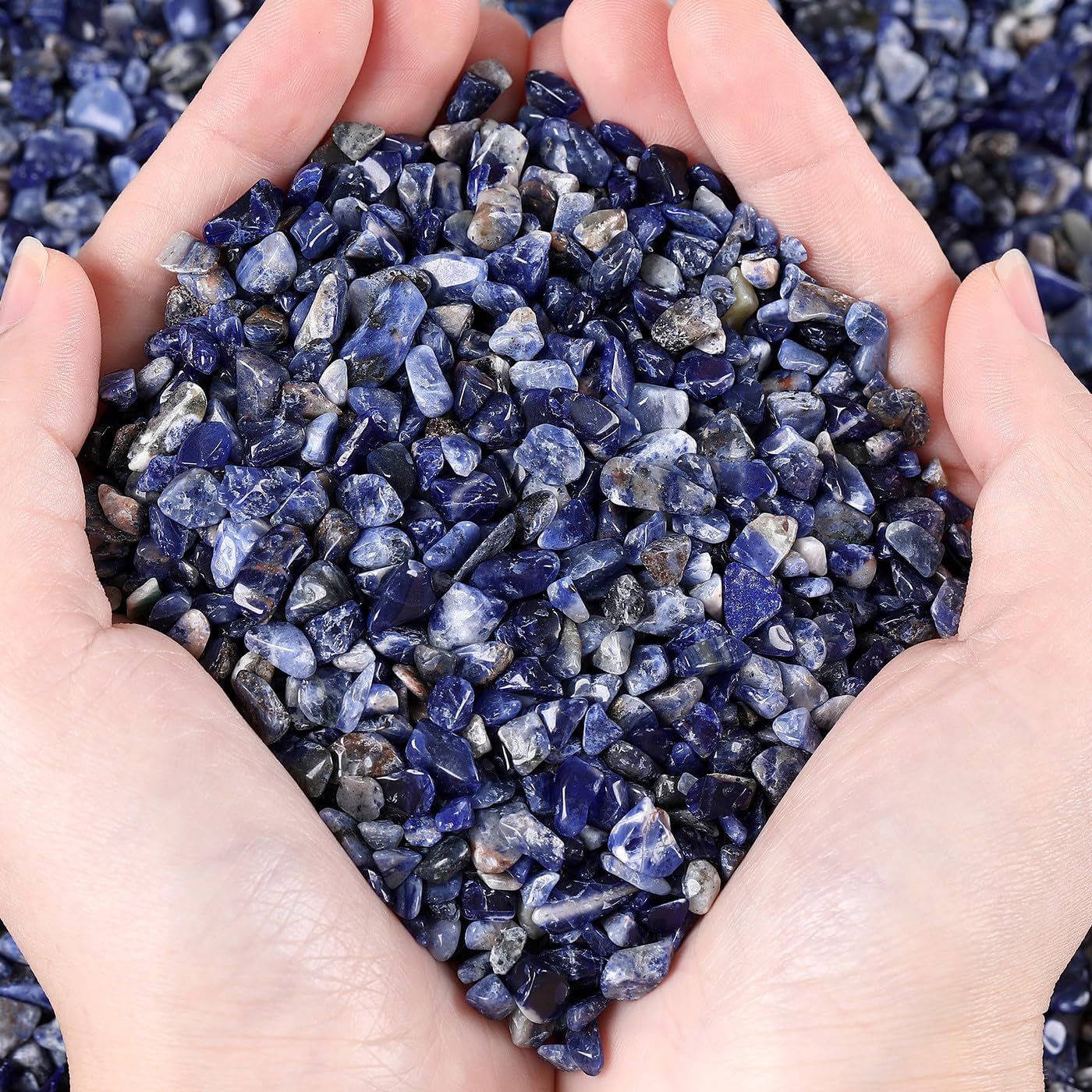 Indoor Fountains & Accessories - MAIBAOTA Natural Blue Sodalite Crystal Chips Bulk Small Tumbled Stones Crushed Crystal Quartz Pieces Decorative Stones for Vase Filler, Bottles, Crafts