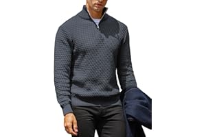 KAVIANA Men's Quarter-Zip Pullover Sweater Mock Turtleneck Polo Zip Up