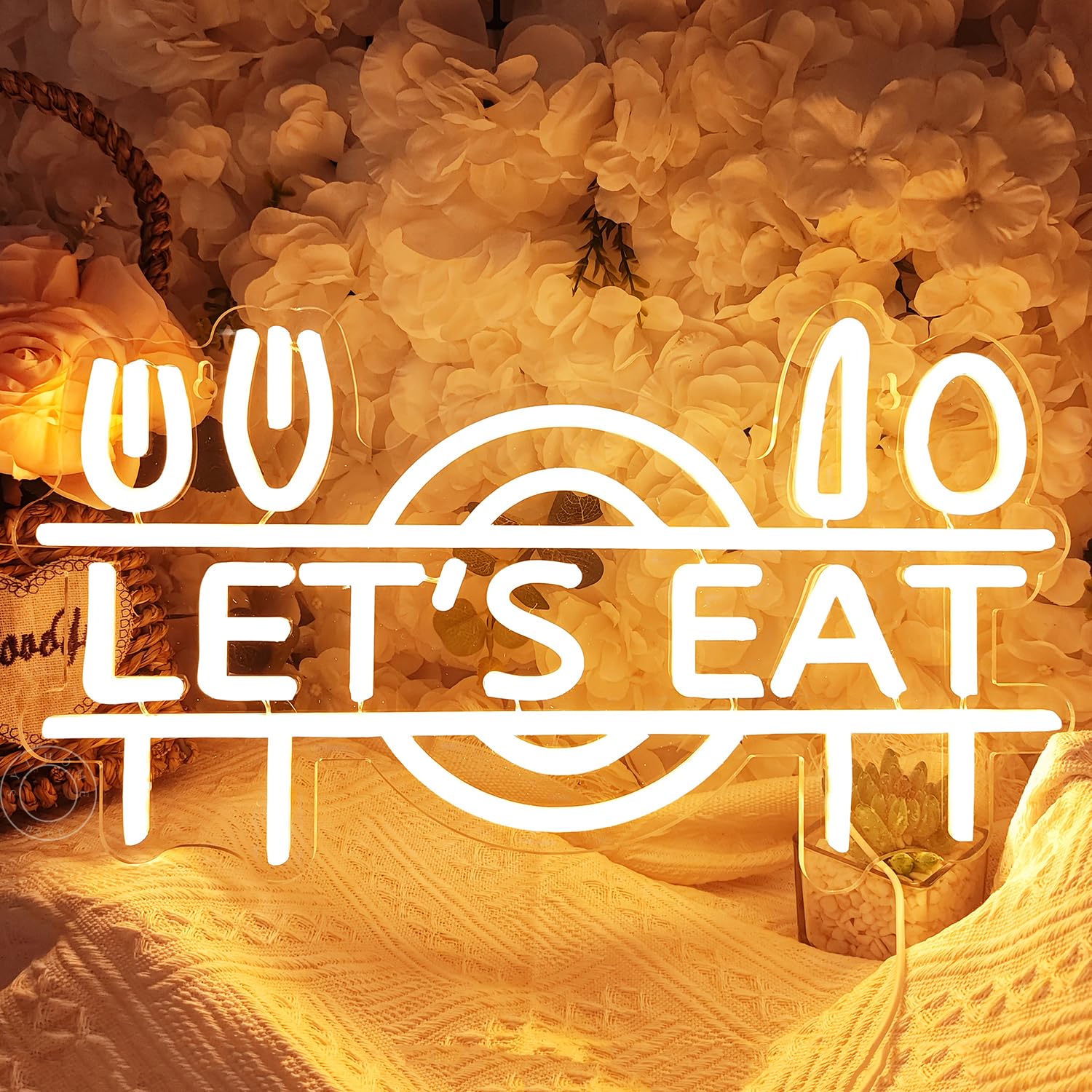Photo 1 of SYLHOME Let's Eat Led Neon Light Sign Fork Knife Spoon Plate Dish Food Restautant Kitchen Luncheonette Hotel Canteen Cooking Dining Room Bistro Party Wall Sign Decor USB 15.8"X8.5"