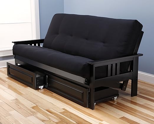 estilo de mision negro marco de madera futon con cajones convertible full size innerspring colchon cover use como muebles sofa cama sofa cama o sofa