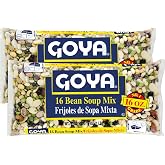 Goya Dried Beans Soup Mix, Rich and Hearty Bean Soup Mix, Pack of 2, 16 oz | Mixed Beans, Frijoles Goya, Rich and Hearty Bean Soup Mix, Pantry Staple, Goya Dried Beans Soup Mix