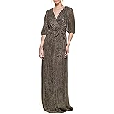 Eliza J Womens Elbow Sleeve V-Neck Long Dress