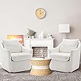 COLAMY Swivel Chair Set of 2, Accent Armchair Round Barral Chair, 360° Swivel Accent Chair Upholstered Soft Cushion for Living Room/Nursery/Bedroom-Cream