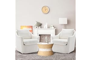 COLAMY Swivel Accent Chair Set of 2, Armchair Round Barral Chair, 360° Swivel Living Room Side Chair Upholstered Soft Cushion for Nursery/Bedroom - Beige