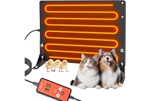 MYMULIKE Chicken Coop Heater with Adjustable Temp(41-176 ℉), 0-24H Timer, Chicken Brooder Heater(4 Installations)