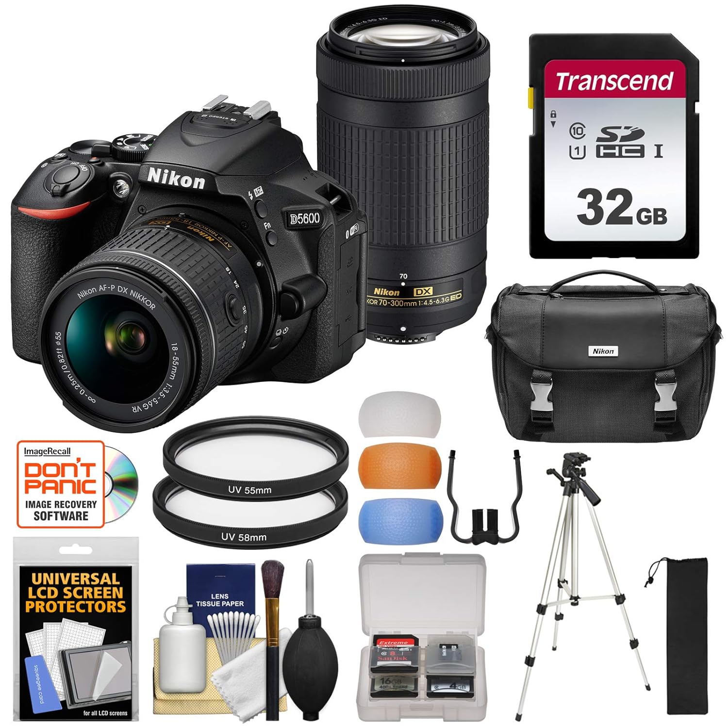 Nikon D5600 WiFi Digital SLR Camera with 1855mm VR & 70