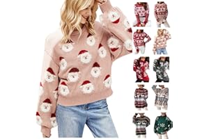 Christmas Sweaters for Women Elk Snow Printed Crewneck Long Sleeve Festival Winter Sweatshirt Pullovers Christmas Outfit