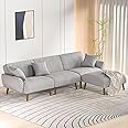 ZZW 107.6" Convertible Sectional Sofa Sleeper Couch Bed W/Adjustable Backrest & Small Space L-Shaped Sofa Couch with Ottoman for Living Room & Small Space