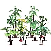 Quancru 10Pcs Miniature Coconut Palm Tree Model Artificial Greenery Plant Decoration DIY Train Railway Building Diorama Sandbox Cake Topper Landscape