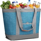Awordo Insulated Cooler Bag, Reusable Grocery Tote Bags for Hot/Cold, Leakproof Thermal Food Delivery Bag for Shopping, Beach, Travel, Picnics