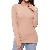 Ganado Long Sleeve Shirts for Women Turtleneck Thermal Shirt Layering Basic Tops Fitted Plain Undershirts