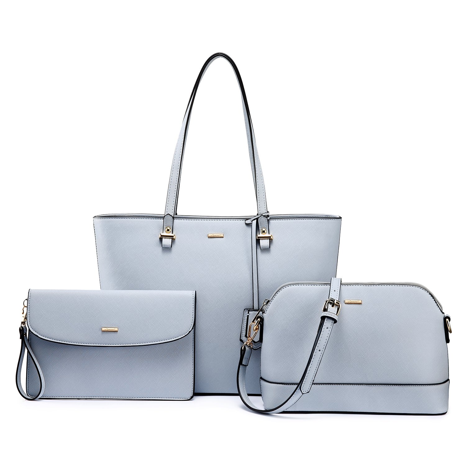 LOVEVOOK Handtasche Damen Schultertasche Handtaschen Tragetasche Damen Groß Designer Elegant Umhängetasche Henkeltasche Set 3-teiliges Set Hellblau