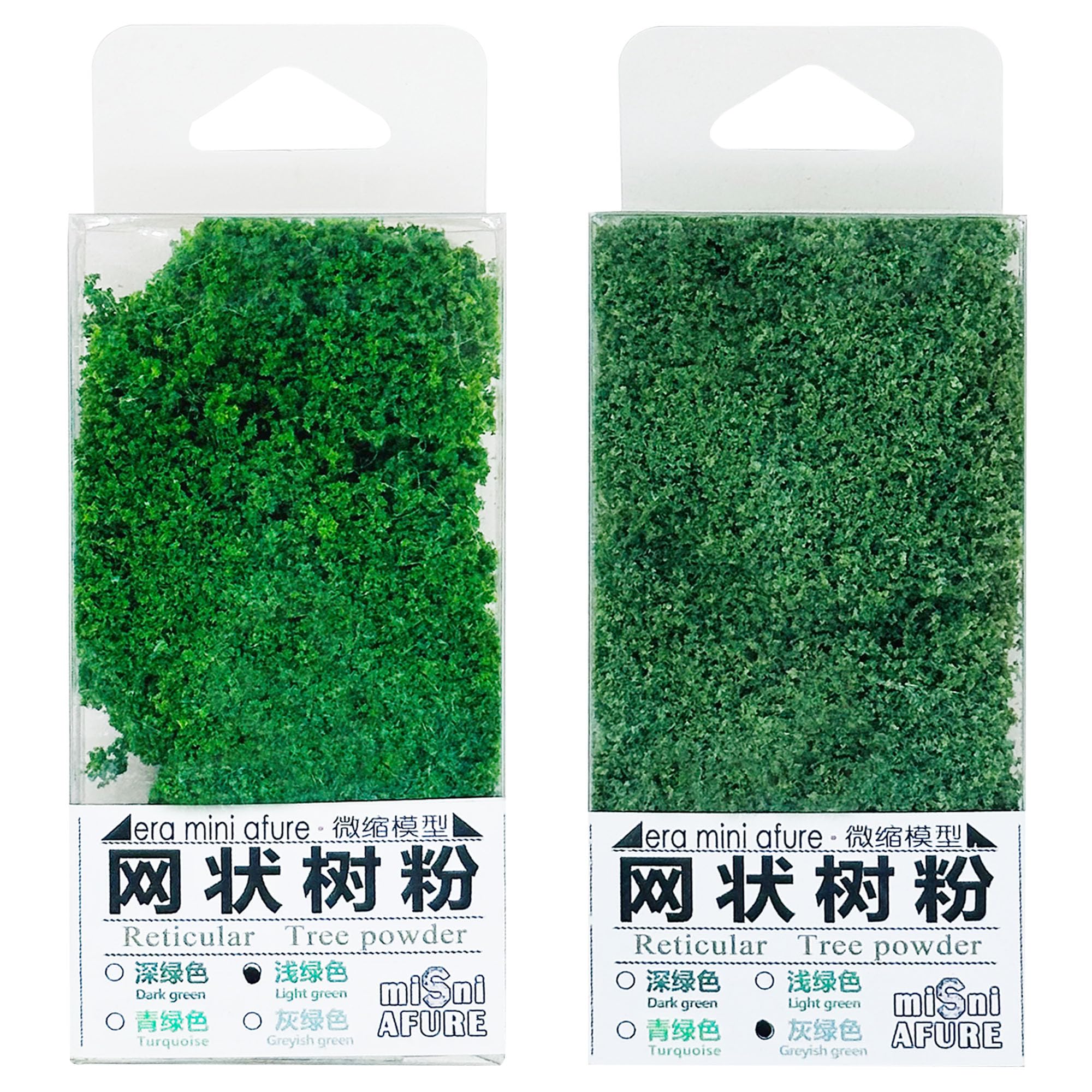 Attuslla Tree Powder Model Green Plant Tufted for DIY Model Trees Basing Material Kit, Realistic Tree Powder for DIY Miniature Model Shrub Bushy Tuft, Diorama Scenery, Light Green, Grayish Green