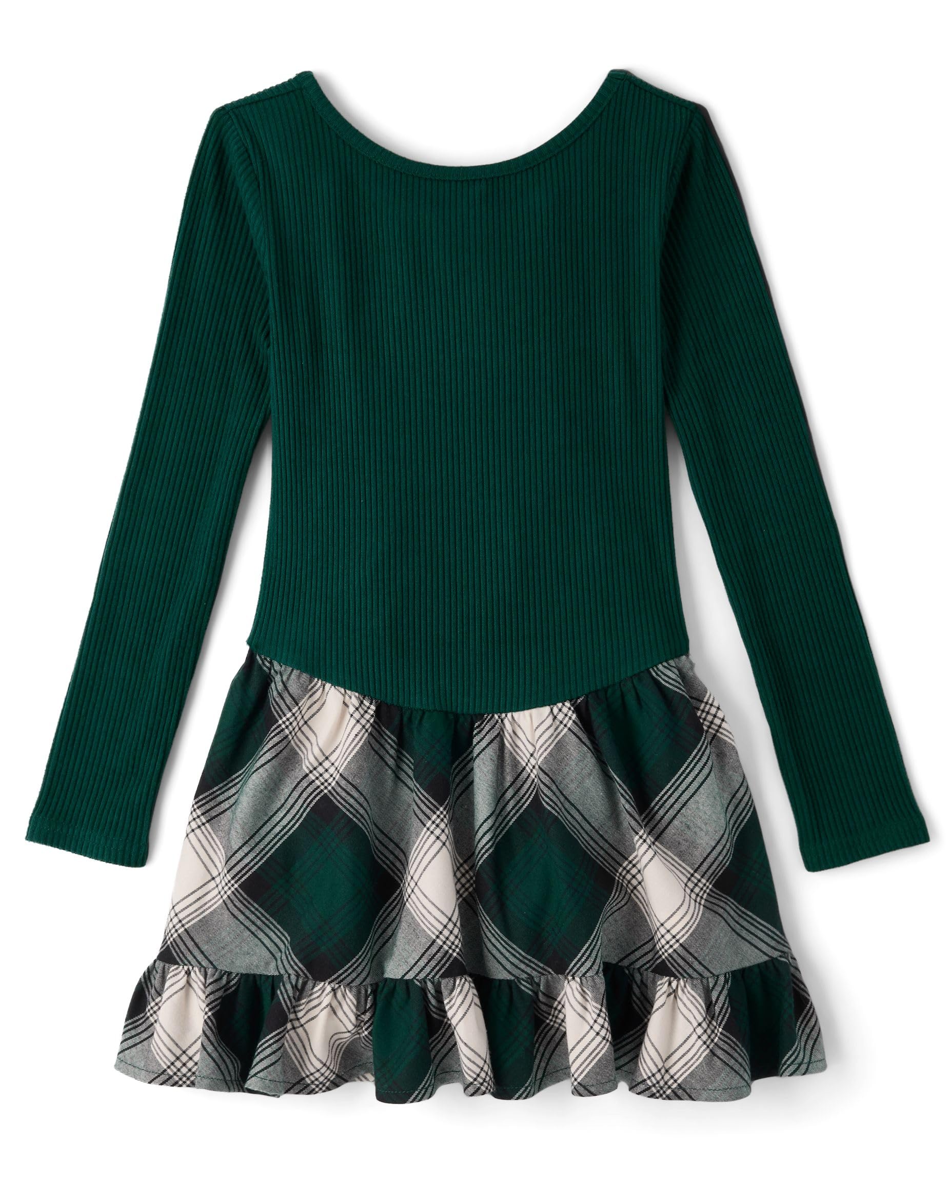 The Children's Place,Girls,Long Sleeve Casual Dresses,Balt Green Plaid,X-Large Image