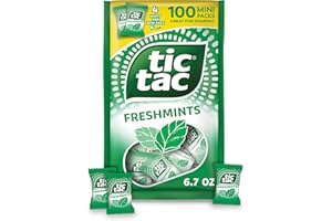 Tic Tac Freshmints, Bulk Bag with 100 Mini Packs (4 Mints each), Share-Size, On-the-Go Mints, 6.7 oz