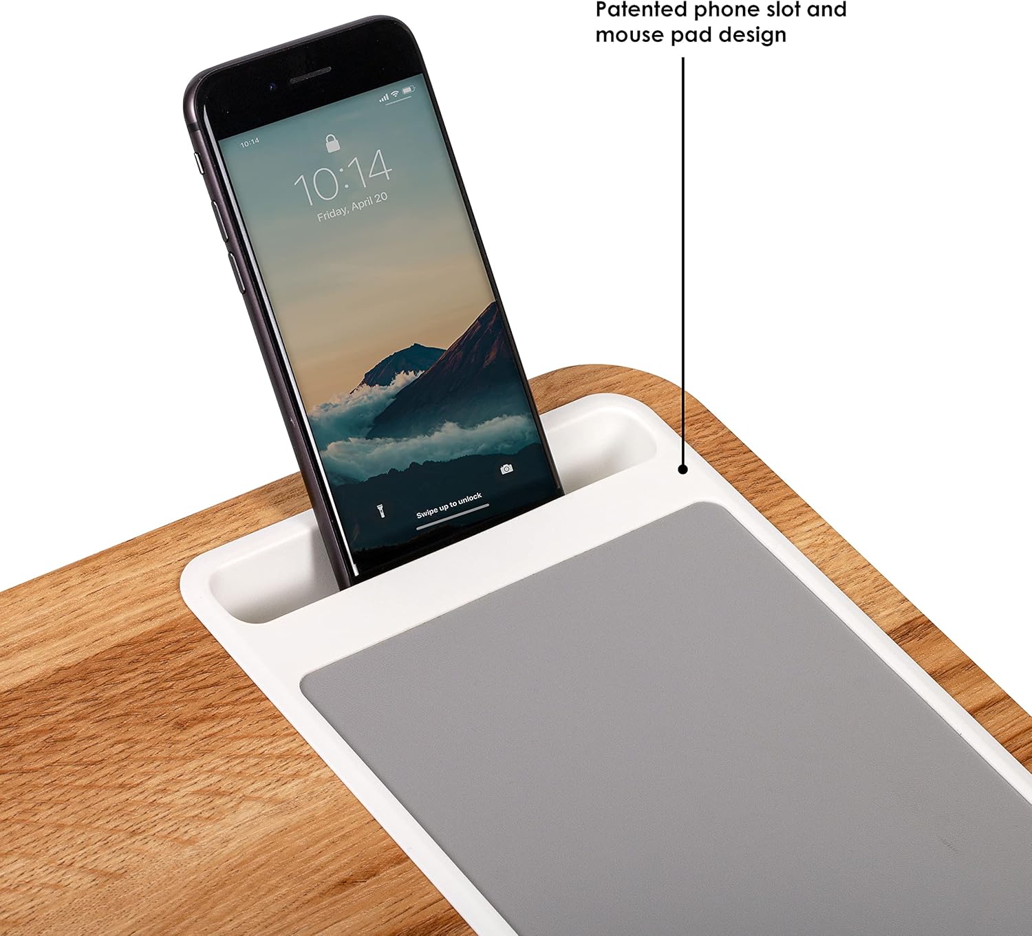 LapGear Home Office Lap Desk with Device Ledge, Mouse Pad, and Phone Holder - Oak Woodgrain - Fits Up to 15.6 Inch Laptops - Style No. 91589 : Office Products