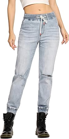 elastic waist stretch jeans