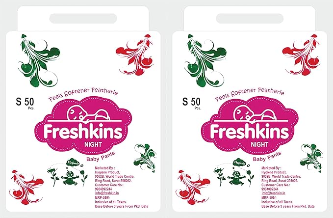 Freshkins Baby Night Diaper Pant Small - (Pack of 2, 100 Unit)
