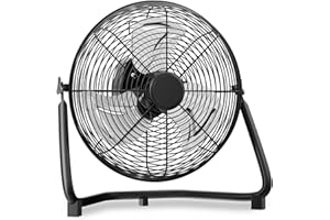 mollie 16.5 Inch High Velocity Floor Fan with 3 Speed Heavy Duty Metal Adjustable Tilt Portable Quiet Air Circulator for Garage, Workshop, Factory and Basement, 1596 CFM, Black