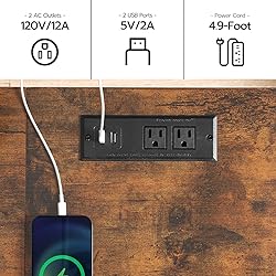 HOOBRO Bar Table with Charging Station, Rectangular