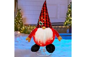 Glintoper Lighted Christmas Decorations, Pre-Lit Pop Up Plush Xmas Gnome with Built-in Lights, Collapsible & Easy-Assembly, Light Up Swedish Tomte Elf for Indoor Outdoor Holiday New Year Winter Decor
