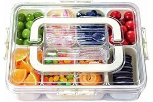 SHUCHNOYE Snackle Box Container - Divided Serving Tray with Lid and Handle - Portable Snack Box Container Tray - Snack platte