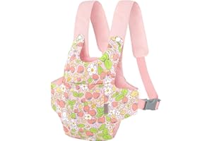GAGAKU Baby Doll Carrier for Kids, Reborn Dolls Carrier Accessories for Girls & Toddlers, Baby Dolls Sling Carrier with Adjustable Straps - Pink Strawberry