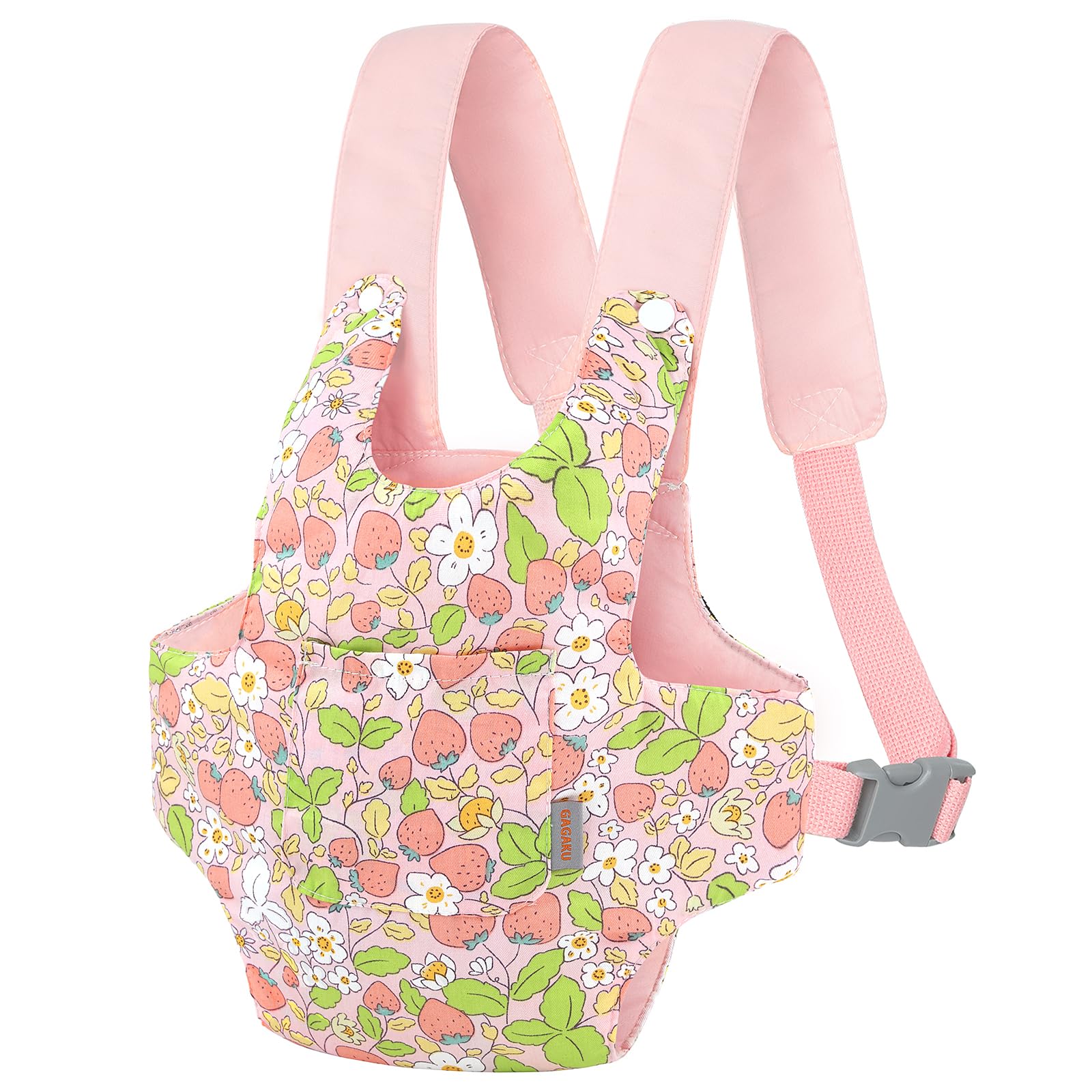 GAGAKU Baby Doll Carrier for Little Girls, Toy Doll Carriers with Adjustable Straps for Kids - Pink - Strawberry โ image 1