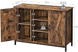 VASAGLE Buffet Table Sideboard with Barn Doors Industrial Rustic Brown Black view 6