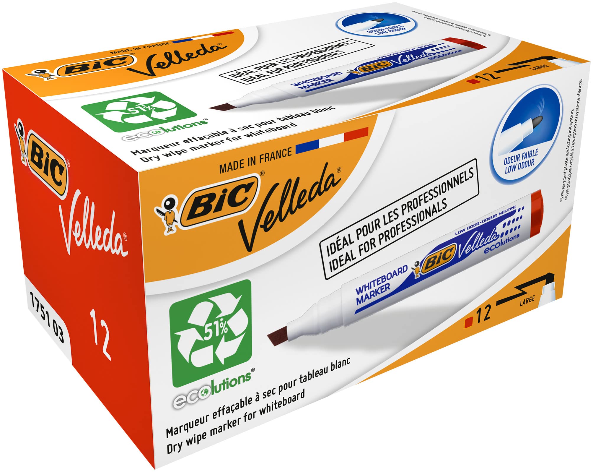 BIC Velleda 1751 Marker - Red (Pack of 12)
