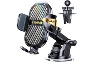 TORRAS [UPGRADED] Cell Phone Holder for Car [Thick Case & Heavy Phone Friendly] 3 in 1 Car Phone Holder Mount Dashboard Air Vent Windshield Fit for iPhone 15 14 13 12 11 Pro Max Samsung Galaxy Ultra