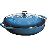 Lodge 3.6 Quart Enamel Cast Iron Casserole Dish with Lid (Carribbean Blue)