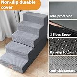 Nepfaivy 5-Step Dog Steps for Bed 76x40x56cm Non-Slip High Density Foam view 3