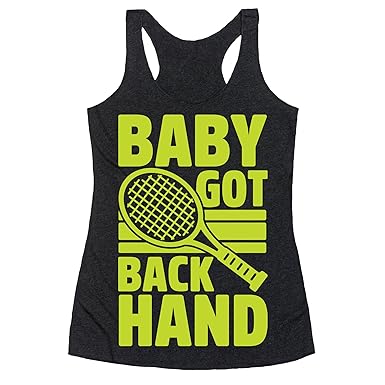 LookHUMAN Baby Got Backhand Heathered Black X-Small Womens Triblend Racerback Tank by