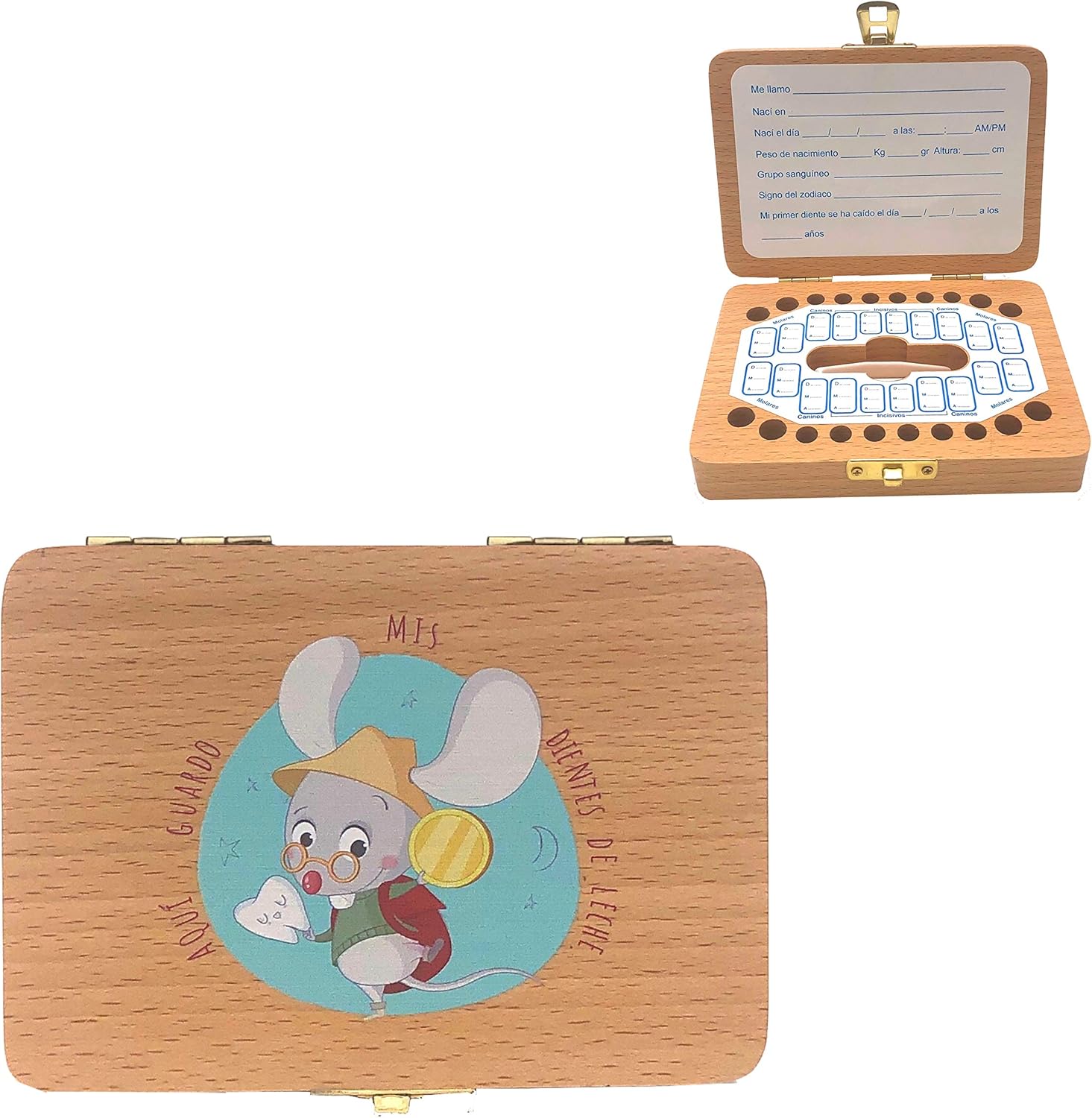 Caja de madera para guardar los dientes de leche El Ratoncito Pérez (Caja): Amazon.es: Bebé