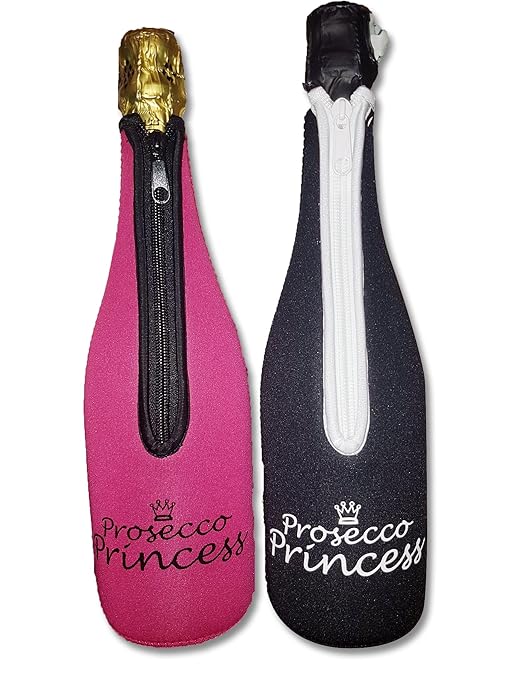 title=Prosecco Principessa Raffredda Vino in Neoprene. Novelty Prosecco o Champagne