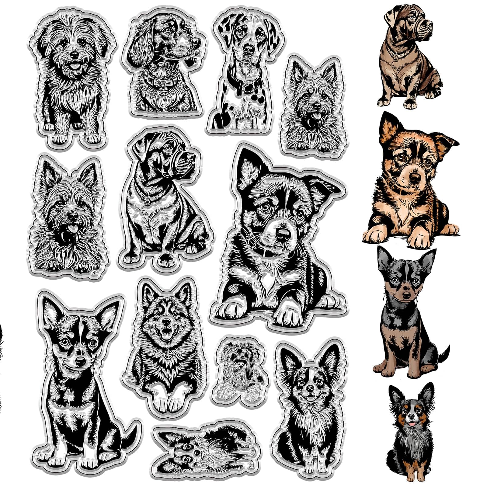 CRASPIRE Dog Clear Rubber Stamp Puppy Animal Vintage Cute Funny Transparent Silicone Seals Stamp Retro for Journaling Card Making DIY Scrapbooking Handmade Photo Album Notebook Decor