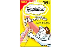 Temptations Creamy Puree Variety Pack of Squeezable Cat Treats, 0.42 oz. Tubes, 16 Count
