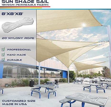 Amazon Com Windscreen4less 8 X 8 X 8 Triangle Sun Shade Sail
