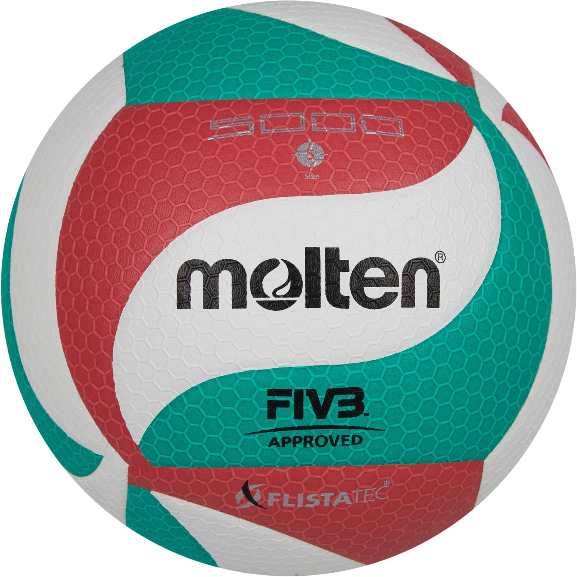 Molten Official FIVB Approved FLISTATEC Technology Volleyball- White/Red/Green, Size 5