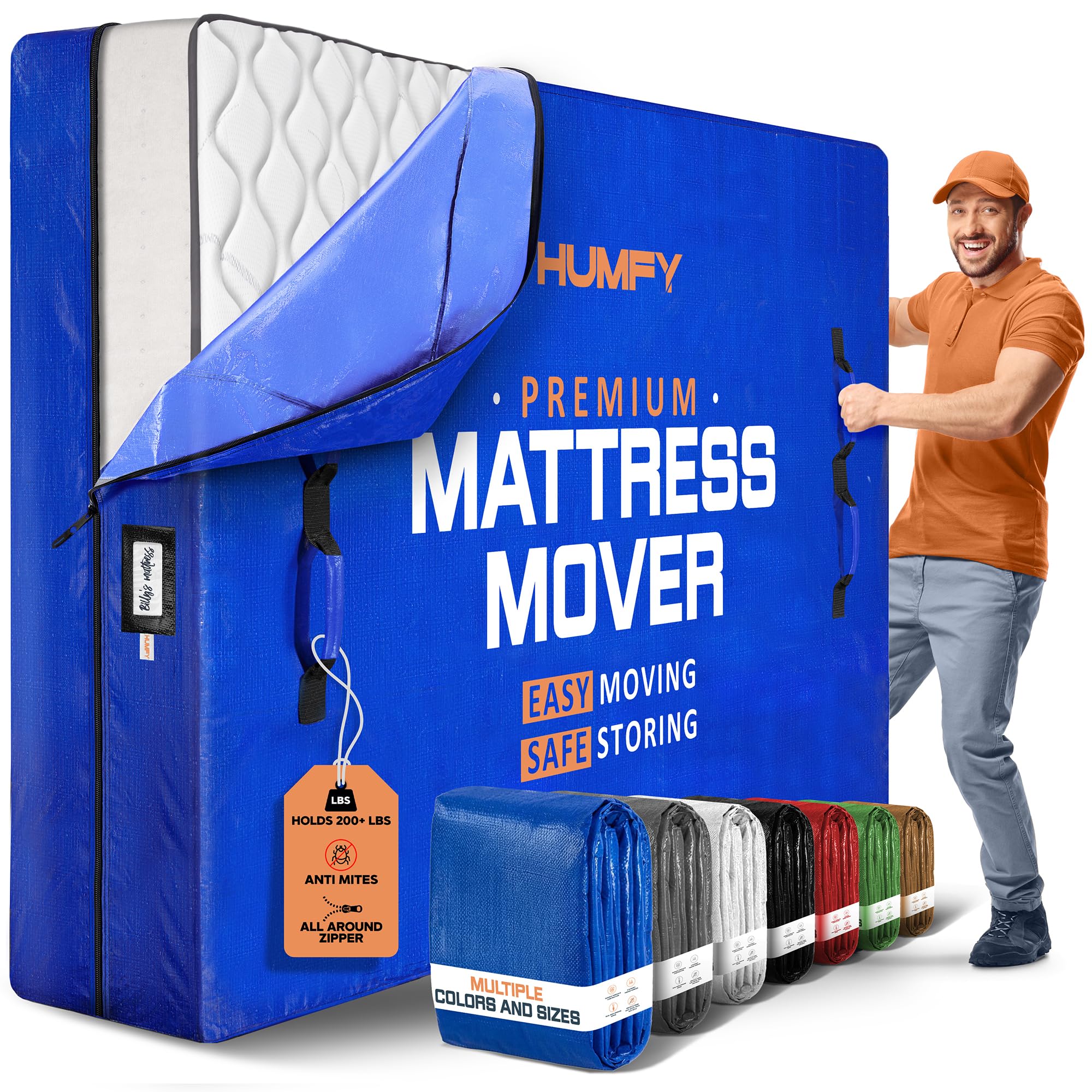 Mattress Bags for Moving with 8 Handles – King Mattress Moving Bag – Tear-Proof Mattress Storage Cover with Dual Zippers – Reusable Mattress Moving Bags for Transport & Storage Mattress Protector