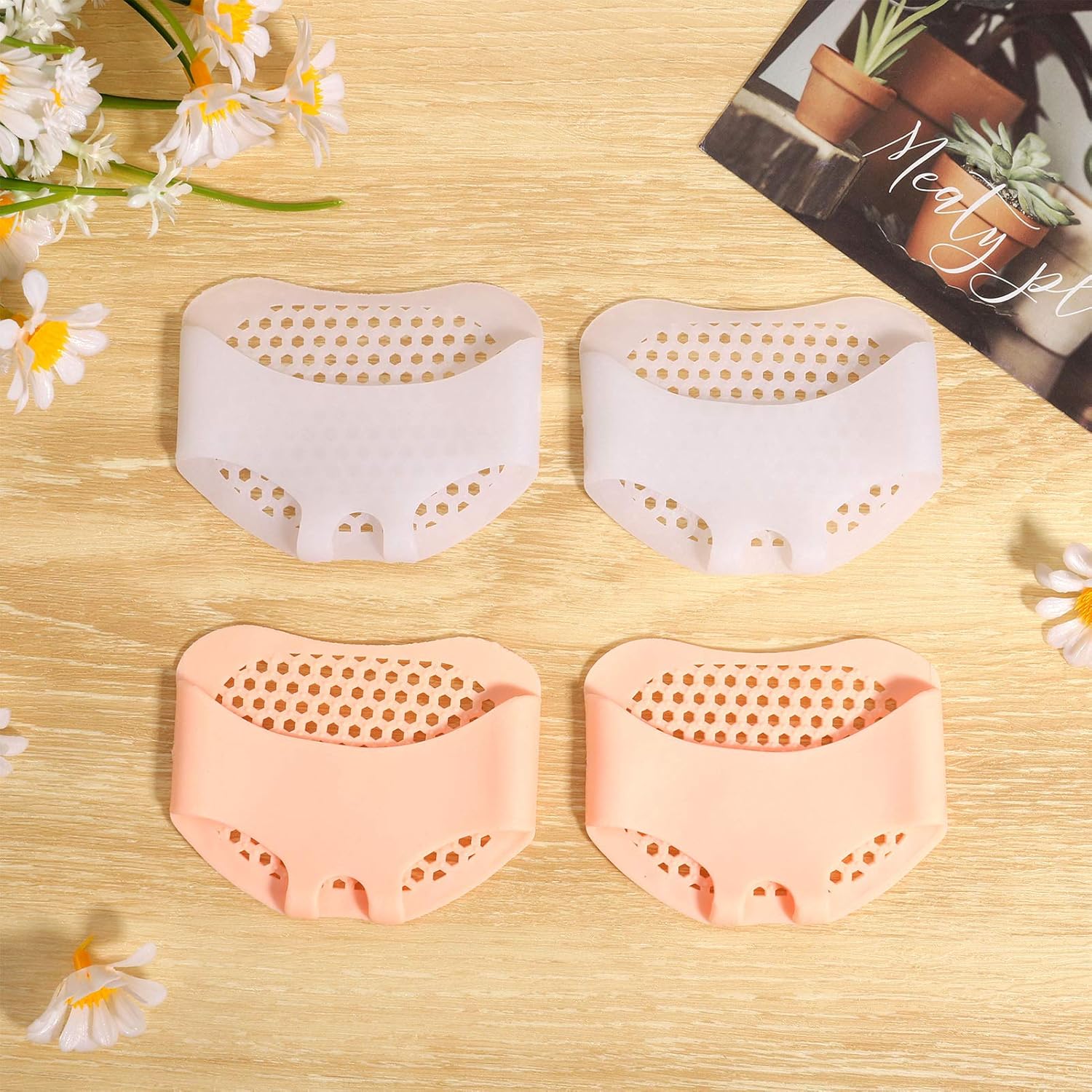 Hippie Soul 12 Pairs Ball of Foot Cushions Silicone Metatarsal Pads Honeycomb Forefoot Pad Soft Gel Foot Cushion for Reducing Forefoot Pain Callus Blisters: Health & Personal Care