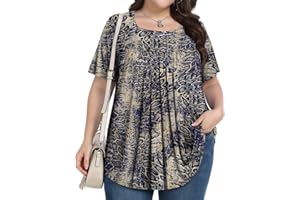 PEVRL Womens Plus Size Tops Short Sleeve Tunic Summer Shirts Casual Loose Blouses 1X-5X