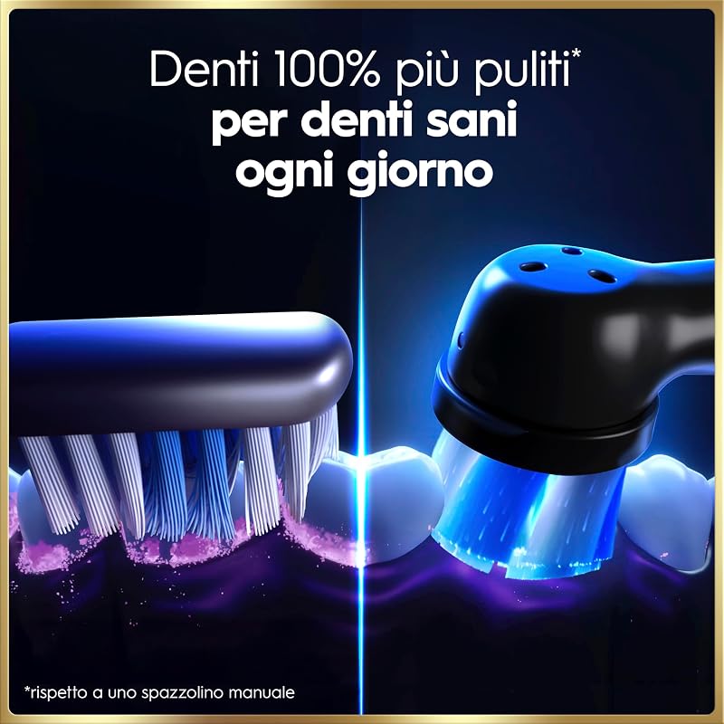 iO 9, 2 Spazzolini Elettrici, 4 Testine di Ricambio, Nero e Rosa