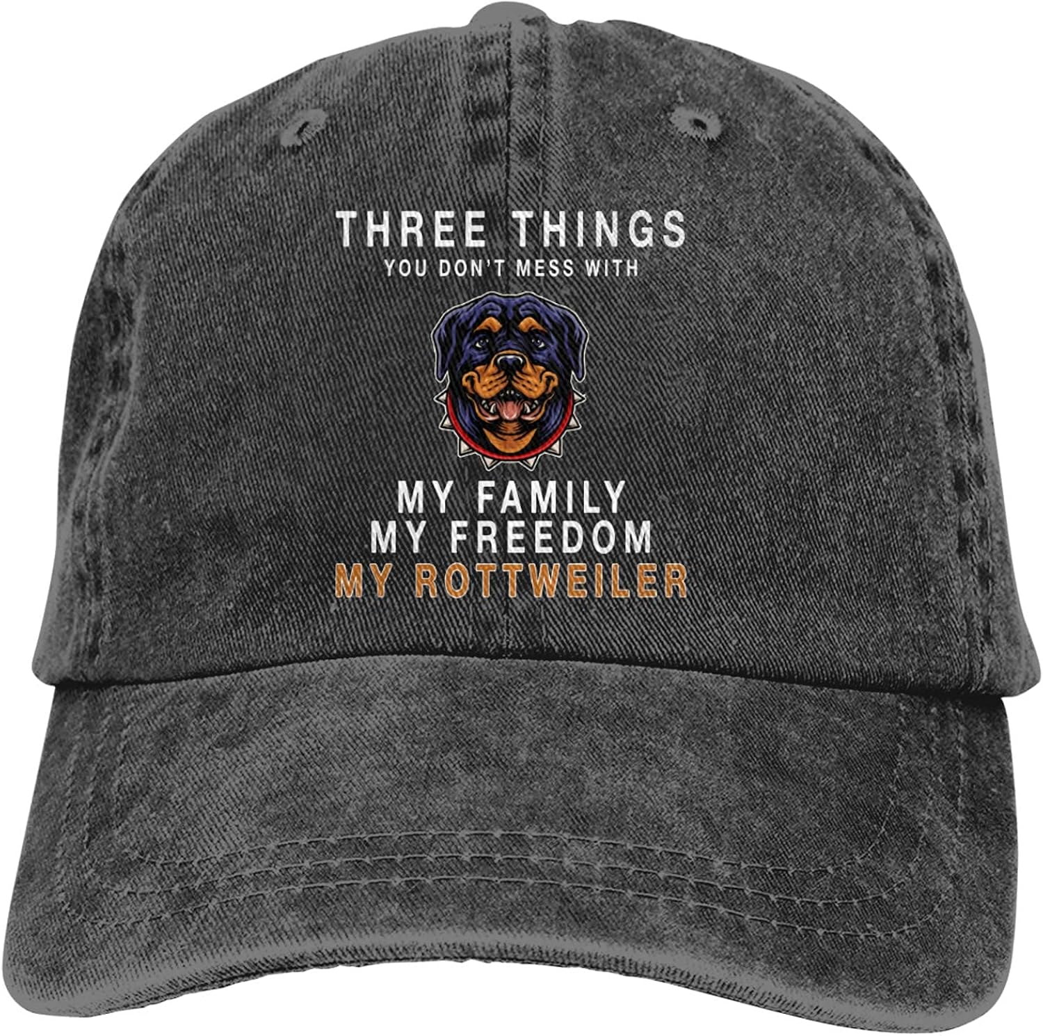 MesHood My Freedom My Rottweiler Unisex and Personalized Cowboy hat with Adjustable Sunshade Black: Clothing