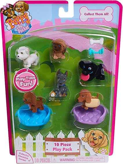 Amazon Com Just Play Puppy In My Pocket Juego Cifras 10 Piezas Toys Games